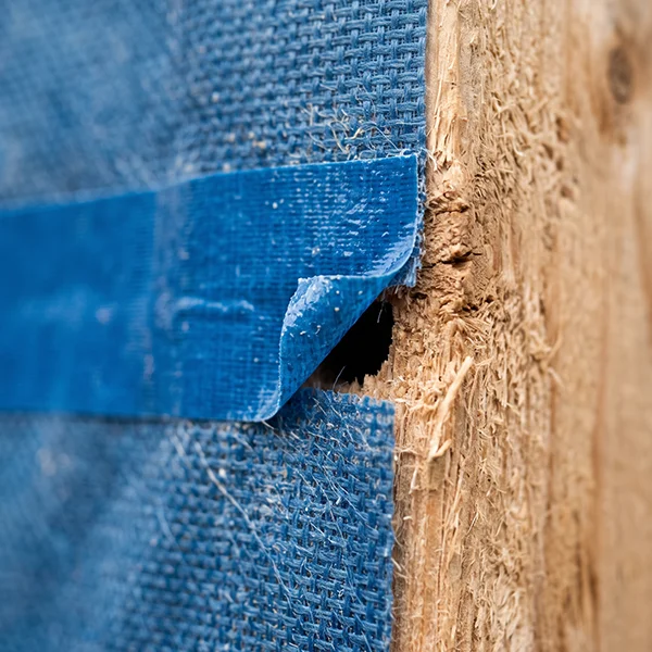 Gap in a building airtightness membrane identified during visual inspection